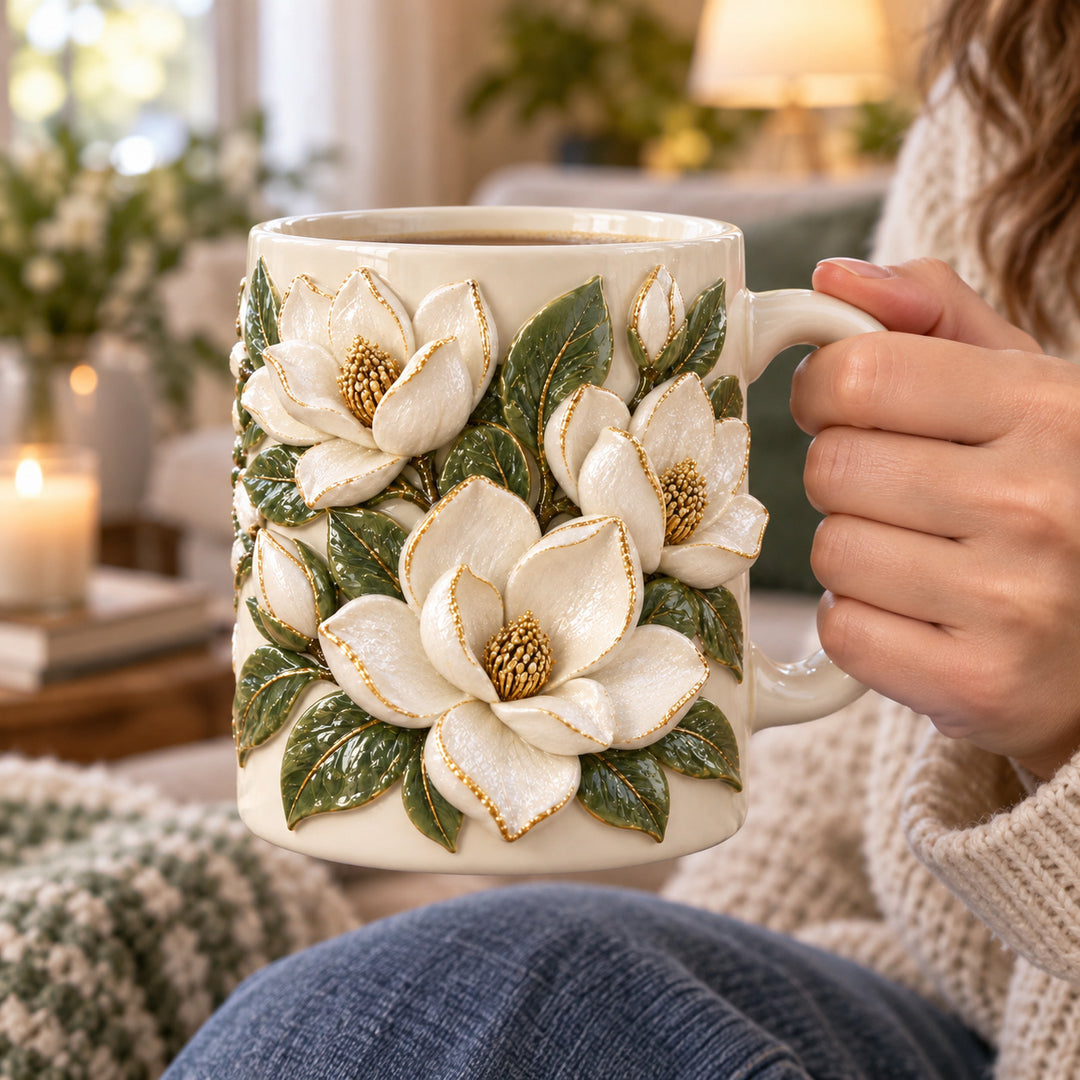 Ethereal Magnolia 3D Effect Printed Accent Mug NCU0HT279