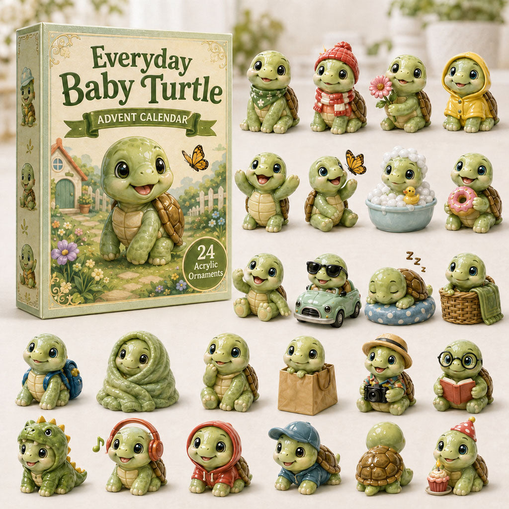 CHRISTMAS KICKOFF 40% OFF - Everyday Baby Turtle Advent Calendar 2026 - 24-Day Festive Countdown, Acrylic Charms Blind Box - Gift For Turtle Lovers