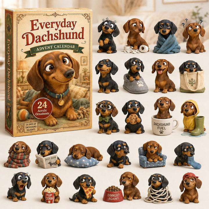 CHRISTMAS KICKOFF 40% OFF - Everyday Dachshund Advent Calendar 2026 - 24-Day Festive Countdown, Acrylic Charms Blind Box - Gift For Dachshund Lovers AC0TH090