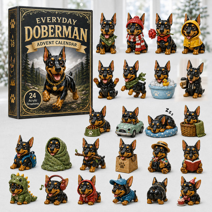 CHRISMAST KICKOFF 40% OFF - Everyday Doberman Advent Calendar 2026 - 24-Day Festive Countdown, Acrylic Charms Blind Box - Gift For Doberman Lovers AC0HA095