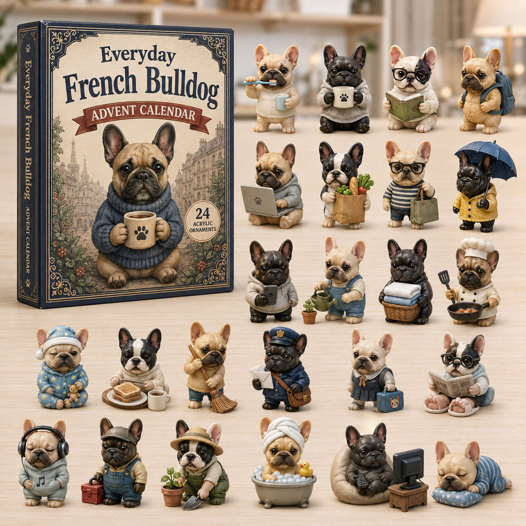 CHRISTMAS KICKOFF 40% OFF - Everyday French Bulldog Advent Calendar 2026 - 24-Day Festive Countdown, Acrylic Charms Blind Box - Gift For Dog Lovers AC0NT083