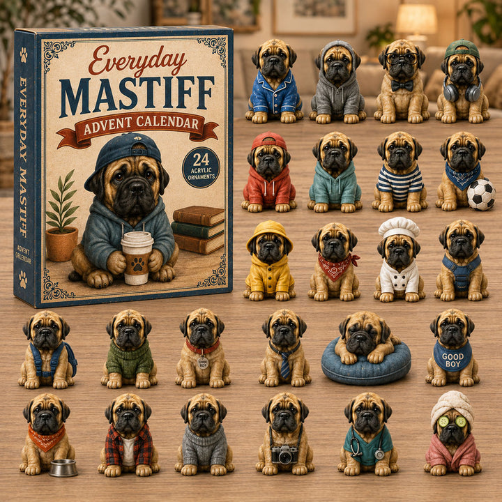 CHRISTMAS KICKOFF 40% OFF - Everyday Mastiff Advent Calendar 2026 - 24-Day Festive Countdown, Acrylic Charms Blind Box - Gift For Mastiff Lovers AC0NT219