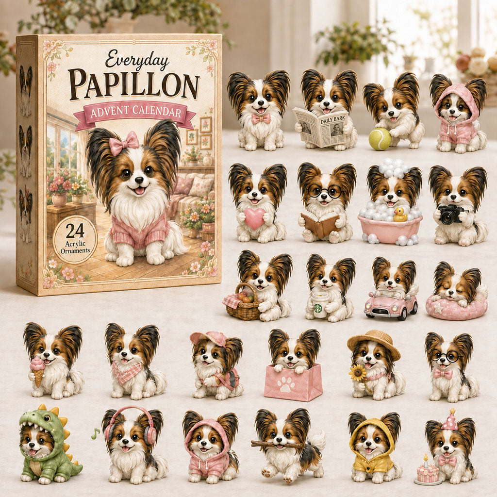 CHRISTMAS KICKOFF 40% OFF - Everyday Papillon Advent Calendar 2026 - 24-Day Festive Countdown, Acrylic Charms Blind Box - Gift For Papillon Lovers AC0NT023