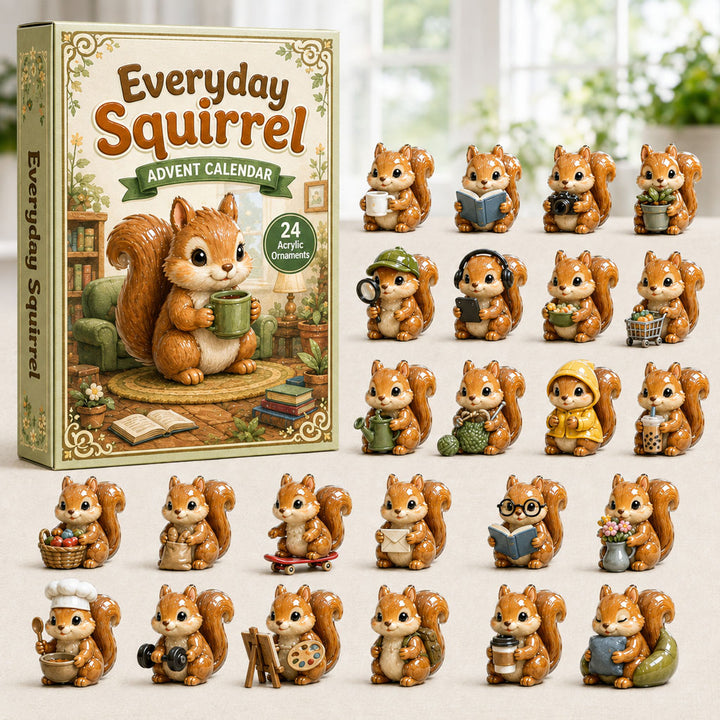 CHRISTMAS KICKOFF 40% OFF - Everyday Squirrel Advent Calendar 2026 - 24-Day Festive Countdown, Acrylic Charms Blind Box - Gift For Squirrel Lovers AC0HA152