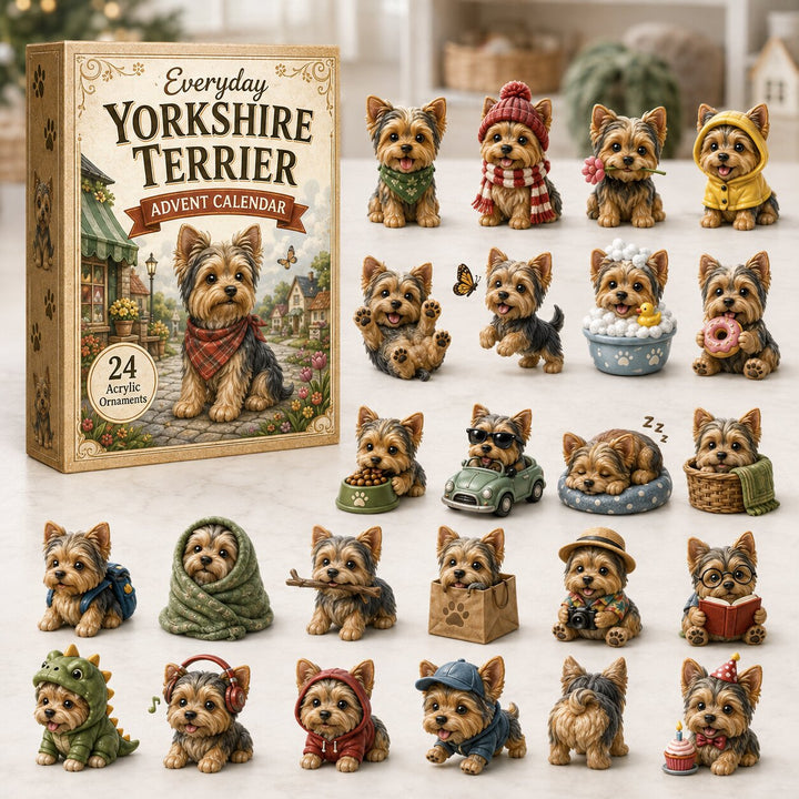 CHRISTMAS KICKOFF 40% OFF - Everyday Yorkshire Terrier Advent Calendar 2026 - 24-Day Festive Countdown, Acrylic Charms Blind Box - Gift For Dog Lovers