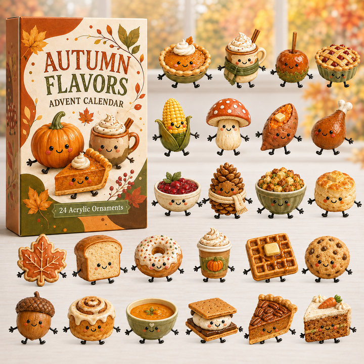 FALL KICKOFF 40% OFF - Autumn Flavors Advent Calendar 2026 - 24 Day Festive Countdown, Acrylic Charms Blind Box - Gift For Family & Friends