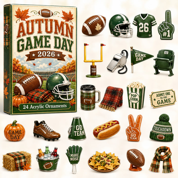 FALL SEASON KICKOFF 40% OFF - Autumn Game Day Advent Calendar 2026 - 24-Day Festive Countdown, Acrylic Charms Blind Box - Gift For Football Lovers AC0HT343