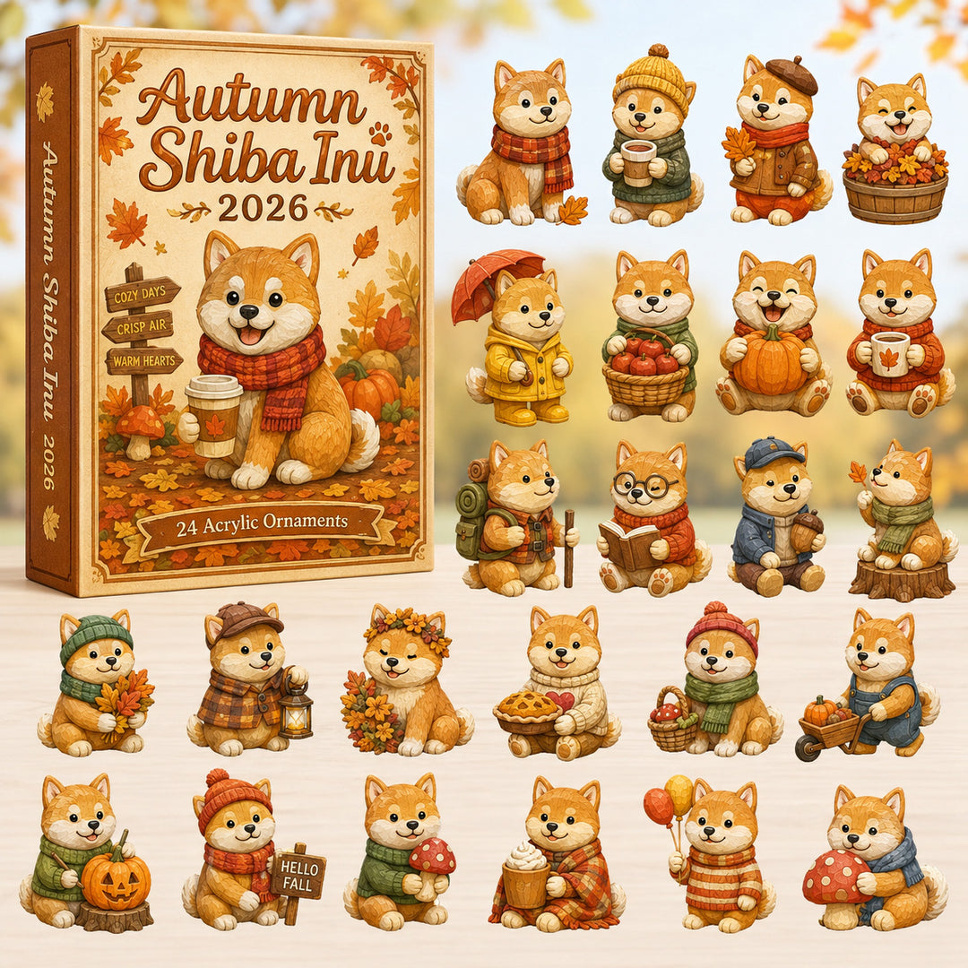 FALL SEASON KICKOFF 40% OFF - Autumn Shiba Inu Advent Calendar 2026 - 24-Day Festive Countdown, Acrylic Charms Blind Box - Gift For Shiba Inu Lovers AC0HT204