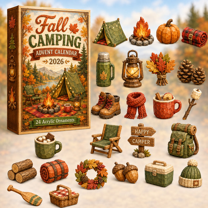 FALL SEASON KICKOFF 40% OFF - Fall Camping Advent Calendar 2026 - 24-Day Festive Countdown, Acrylic Charms Blind Box - Gift For Campers, Family & Friends