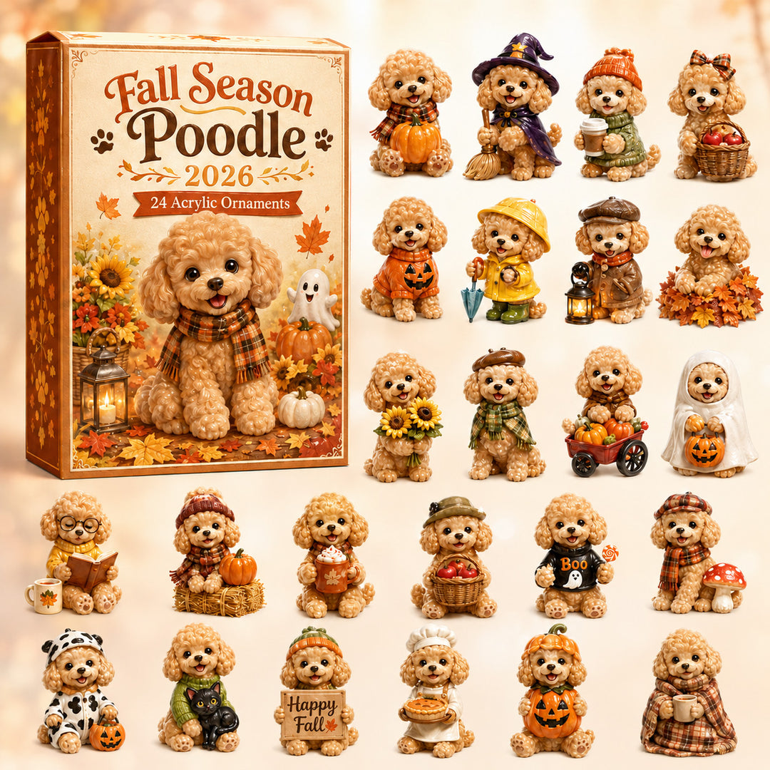 FALL SEASON KICKOFF 40% OFF - Fall Season Poodle Advent Calendar 2026 - 24-Day Festive Countdown, Acrylic Charms Blind Box - Gift For Poodle Lovers AC0HT265
