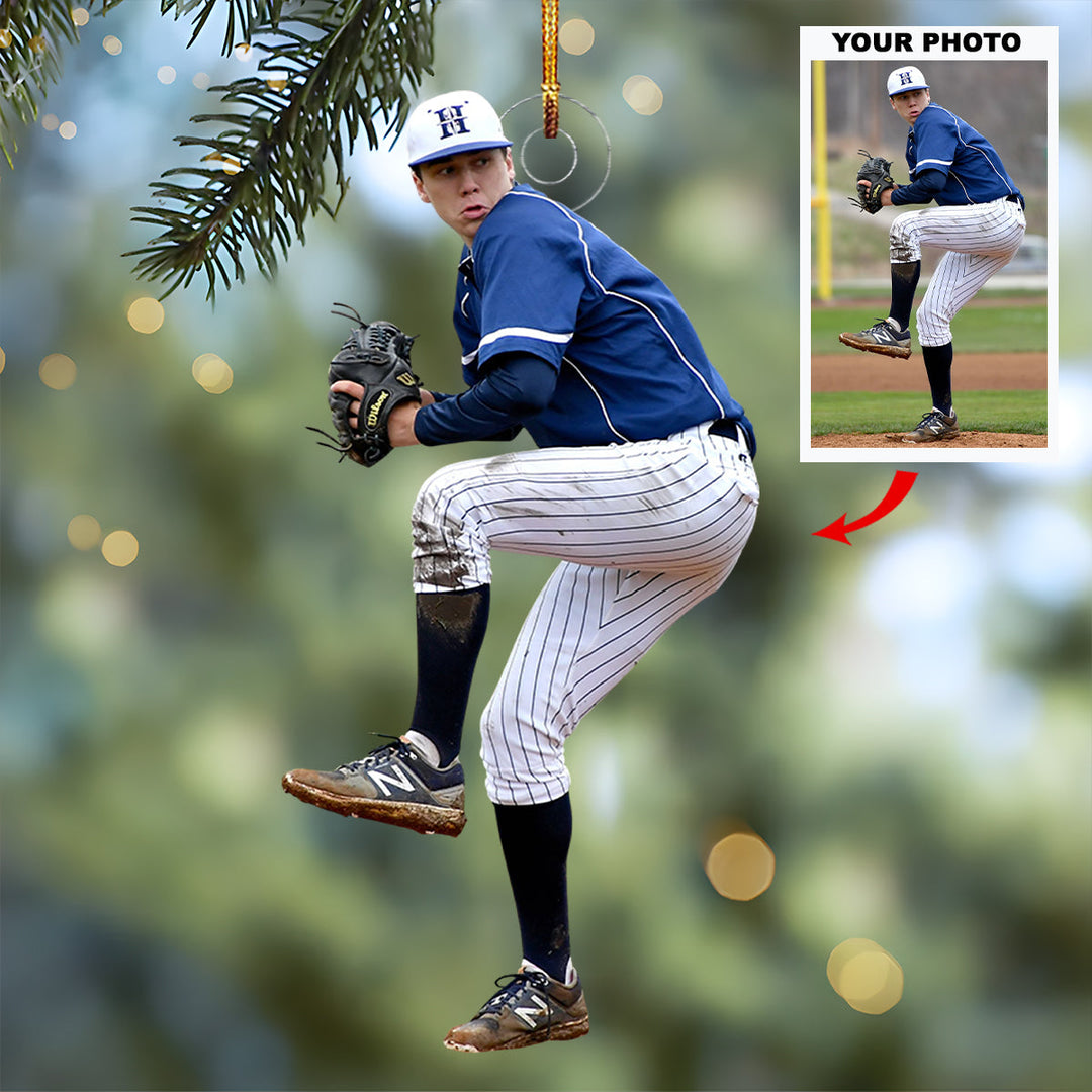 Fastball King - Personalized Photo Mica Ornament - Christmas Gift For Baseball Lovers, Baseball Players