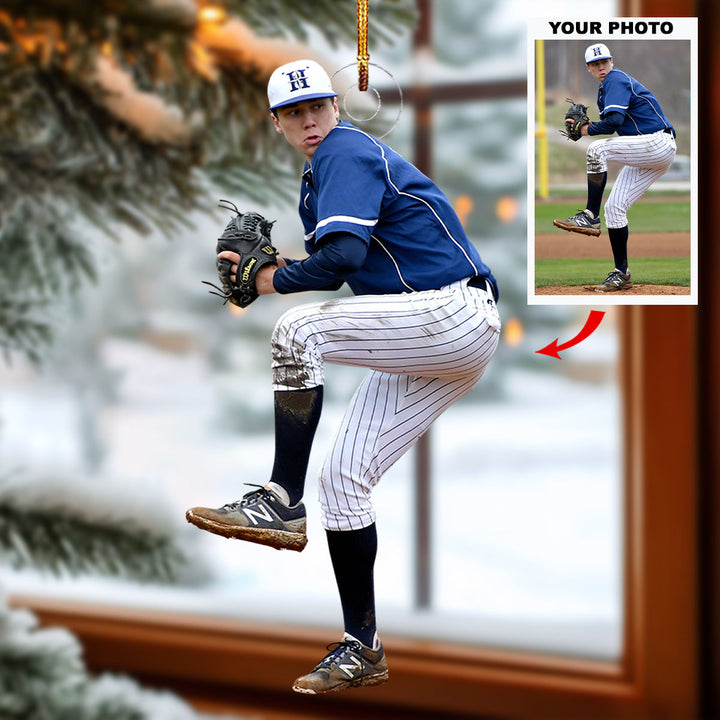 Fastball King - Personalized Photo Mica Ornament - Christmas Gift For Baseball Lovers, Baseball Players
