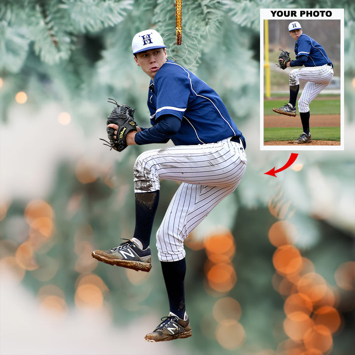 Fastball King - Personalized Photo Mica Ornament - Christmas Gift For Baseball Lovers, Baseball Players