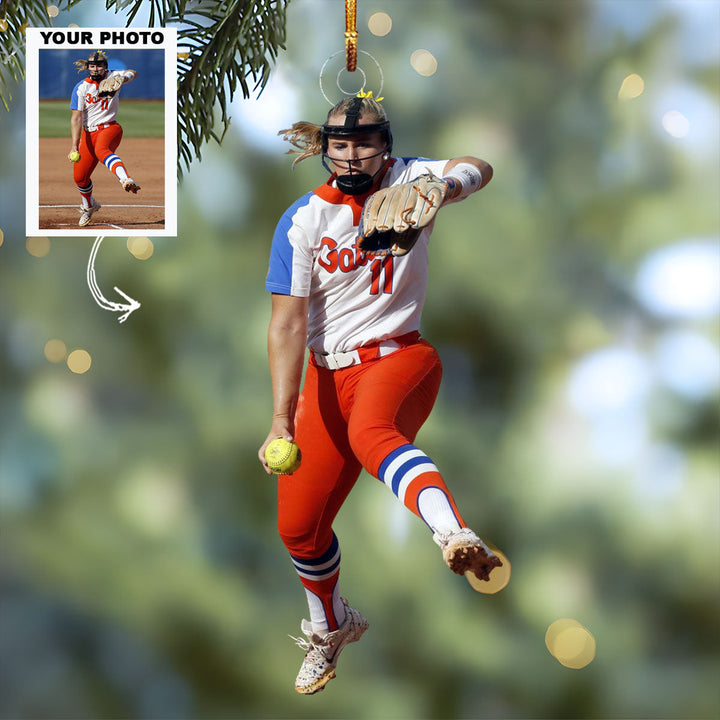 Fastpitch Queen - Personalized Photo Mica Ornament - Christmas Gift For Softball Lovers, Softball Players