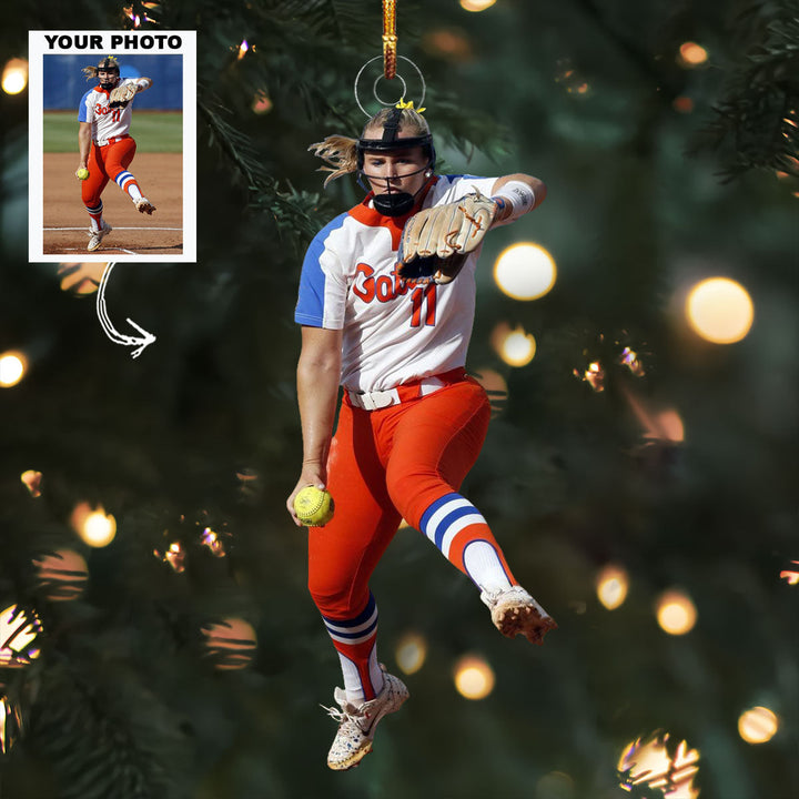 Fastpitch Queen - Personalized Photo Mica Ornament - Christmas Gift For Softball Lovers, Softball Players