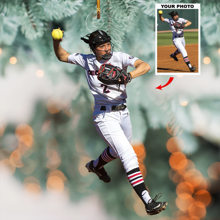 Fastpitch Queen - Personalized Photo Mica Ornament - Christmas Gift For Softball Lovers, Softball Players