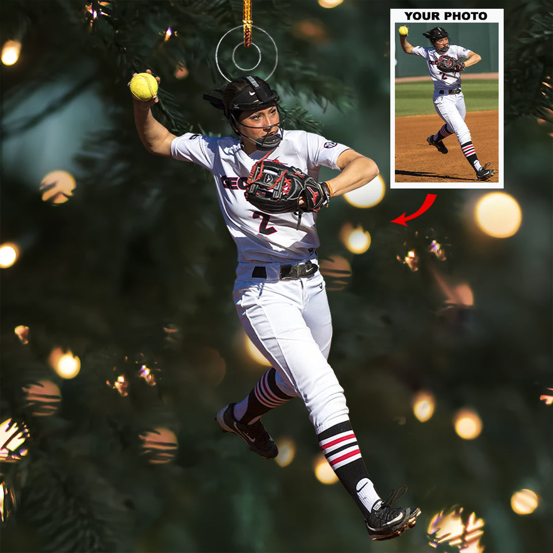 Fastpitch Queen - Personalized Photo Mica Ornament - Christmas Gift For Softball Lovers, Softball Players