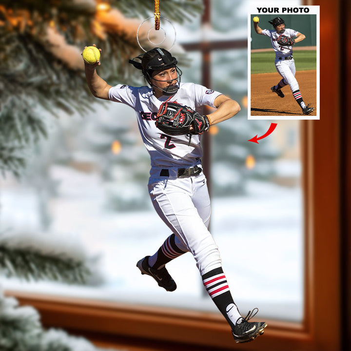 Fastpitch Queen - Personalized Photo Mica Ornament - Christmas Gift For Softball Lovers, Softball Players