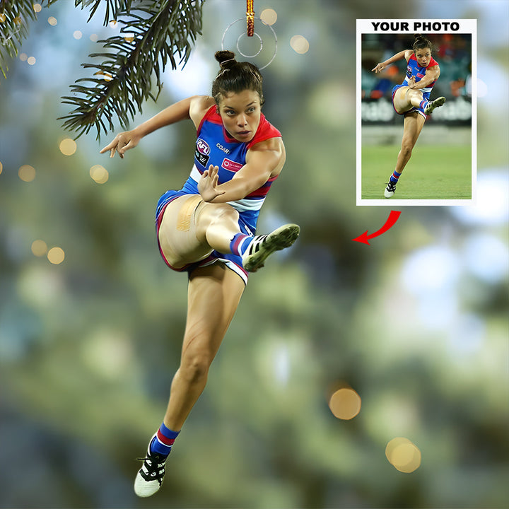 Field Star - Personalized Photo Mica Ornament - Christmas Gift For Football Players, Football Lovers