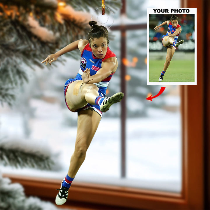 Field Star - Personalized Photo Mica Ornament - Christmas Gift For Football Players, Football Lovers