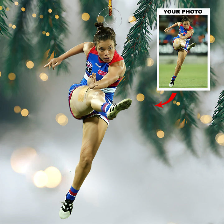 Field Star - Personalized Photo Mica Ornament - Christmas Gift For Football Players, Football Lovers