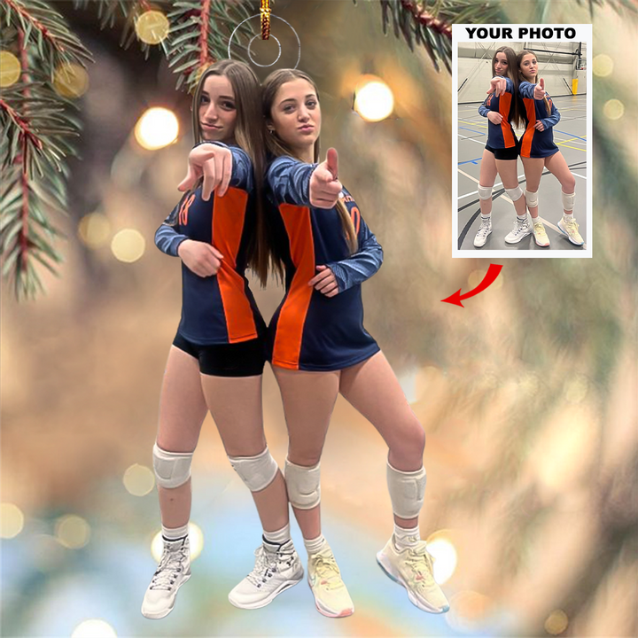 Forever Friends - Personalized Photo Mica Ornament - Christmas Gift For Volleyball Lover, Volleyball Player