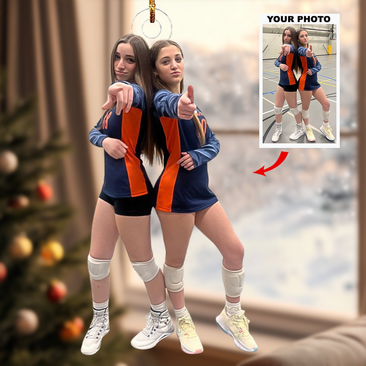 Forever Friends - Personalized Photo Mica Ornament - Christmas Gift For Volleyball Lover, Volleyball Player