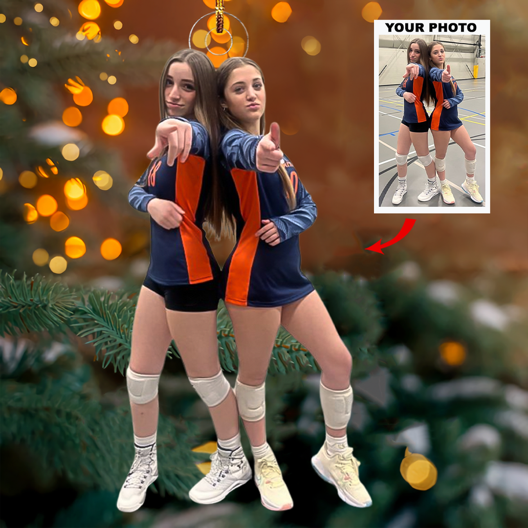 Forever Friends - Personalized Photo Mica Ornament - Christmas Gift For Volleyball Lover, Volleyball Player