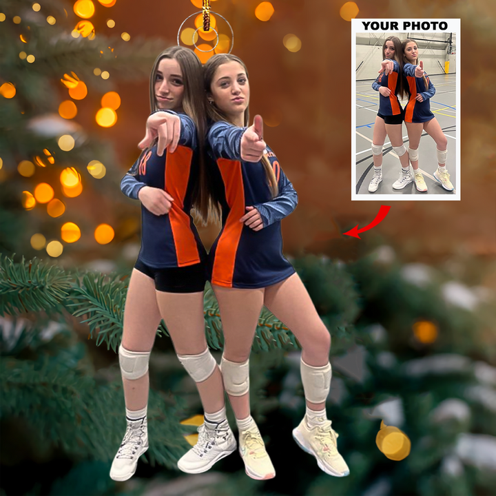 Forever Friends - Personalized Photo Mica Ornament - Christmas Gift For Volleyball Lover, Volleyball Player
