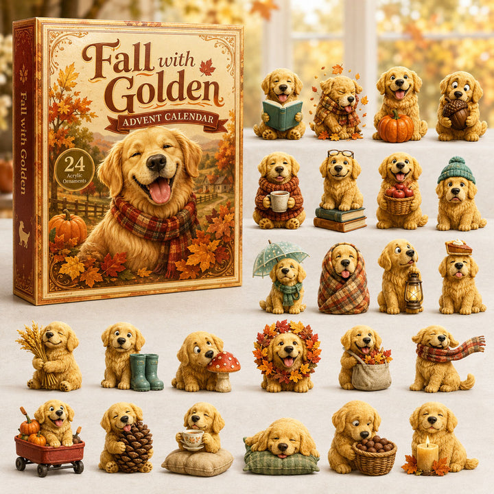 FALL KICKOFF 40% OFF - Fall With Golden Advent Calendar 2026 - 24-Day Festive Countdown, Acrylic Charms Blind Box - Gift For Golden Retriever Lovers AC0TH096