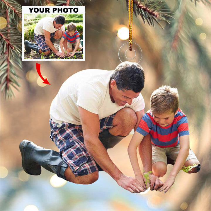Family Gardening - Personalized Photo Mica Ornament - Gift For Family, Family Members