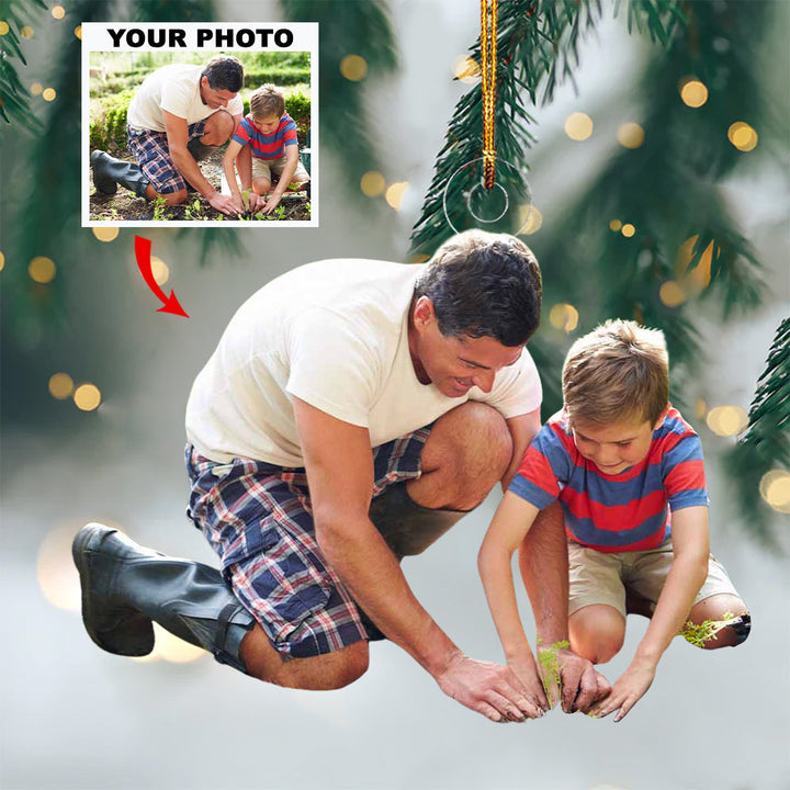 Family Gardening - Personalized Photo Mica Ornament - Gift For Family, Family Members