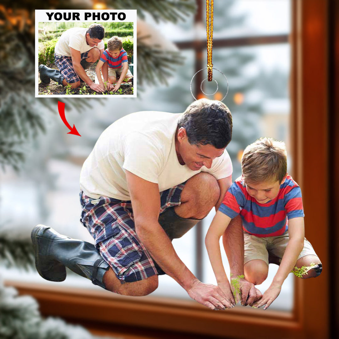 Family Gardening - Personalized Photo Mica Ornament - Gift For Family, Family Members