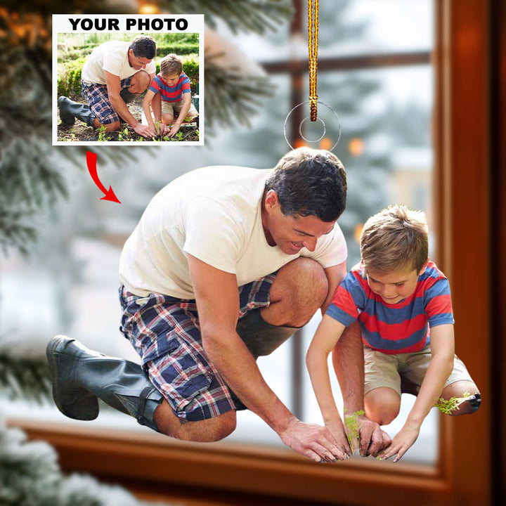 Family Gardening - Personalized Photo Mica Ornament - Gift For Family, Family Members