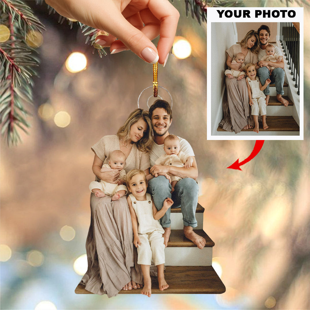 Family Dream Time - Personalized Photo Mica Ornament - Christmas Gift For Family Members