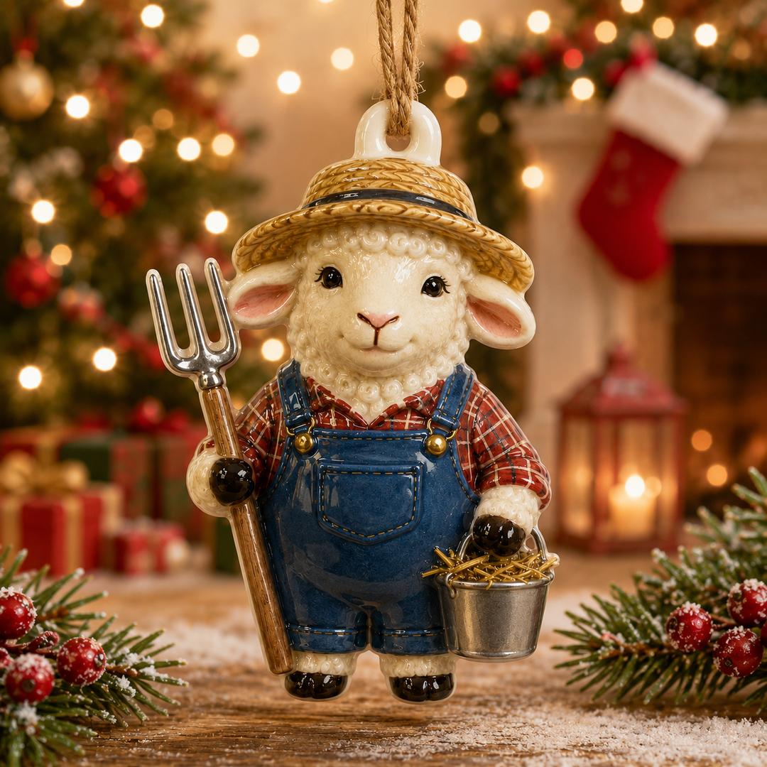 Farmer Sheep Mica Ornament NCU0TM059