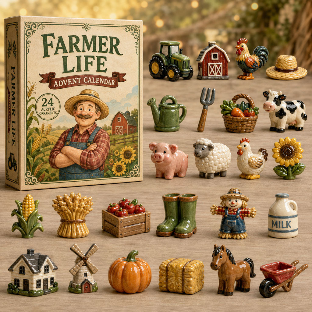 CHRISTMAS KICKOFF 40% OFF - Farmer Life Advent Calendar 2026 - 24-Day Festive Countdown, Acrylic Charms Blind Box - Gift For Farm Lovers AC0TM027