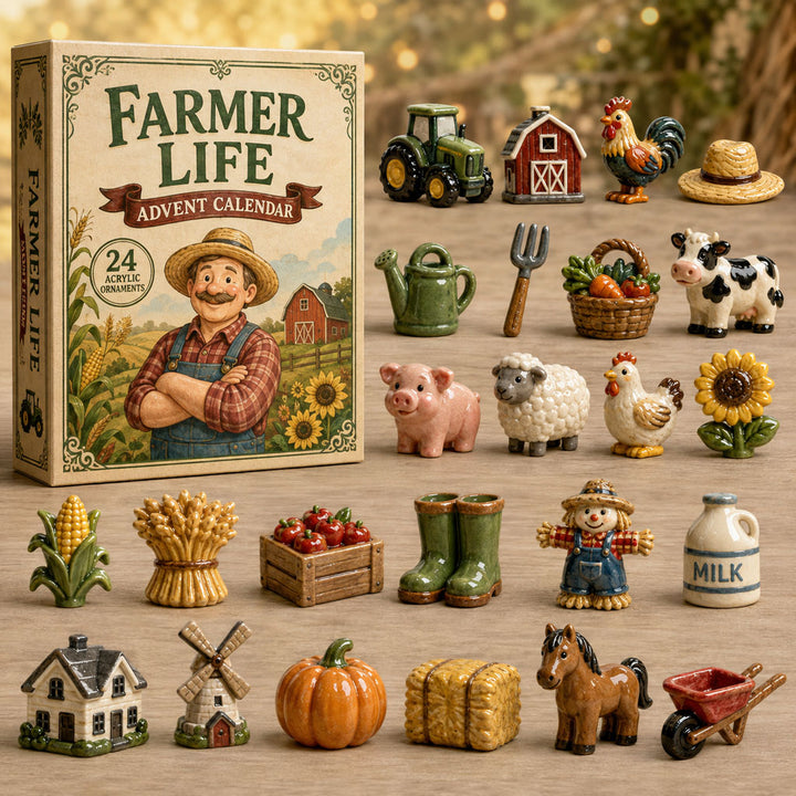 CHRISTMAS KICKOFF 40% OFF - Farmer Life Advent Calendar 2026 - 24-Day Festive Countdown, Acrylic Charms Blind Box - Gift For Farm Lovers AC0TM027