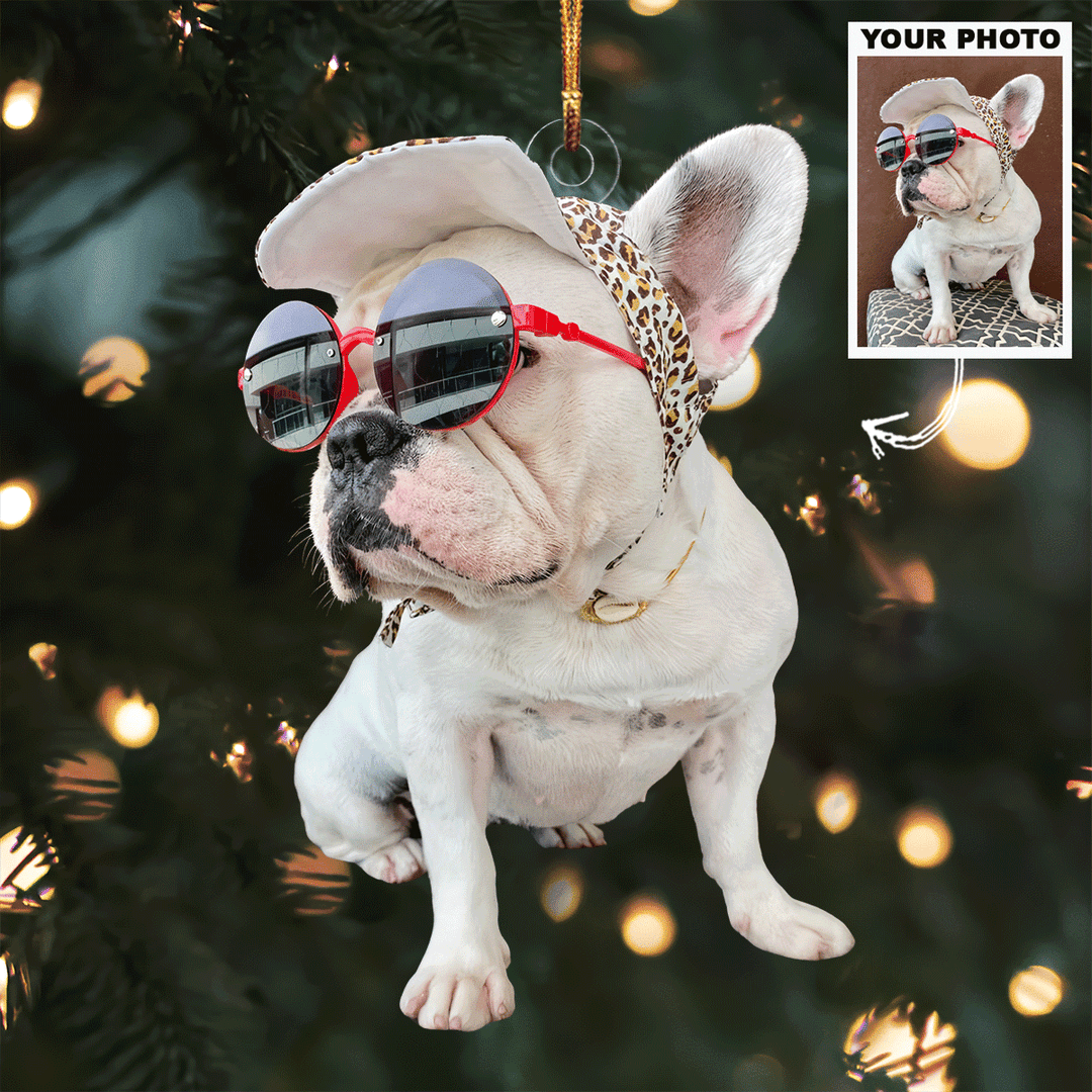 Fashion Icon - Personalized Photo Mica Ornament - Gift For Dog Lovers, Pet Lovers, Dog Mom, Dog Dad