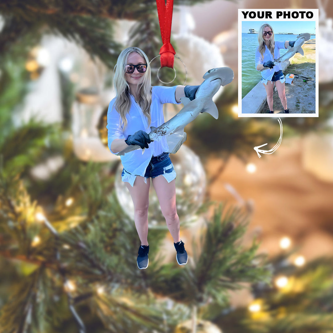 Fearless Angler - Personalized Photo Mica Ornament - Christmas Gift For Fishing Lovers