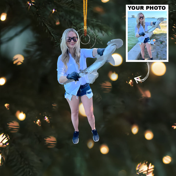 Fearless Angler - Personalized Photo Mica Ornament - Christmas Gift For Fishing Lovers