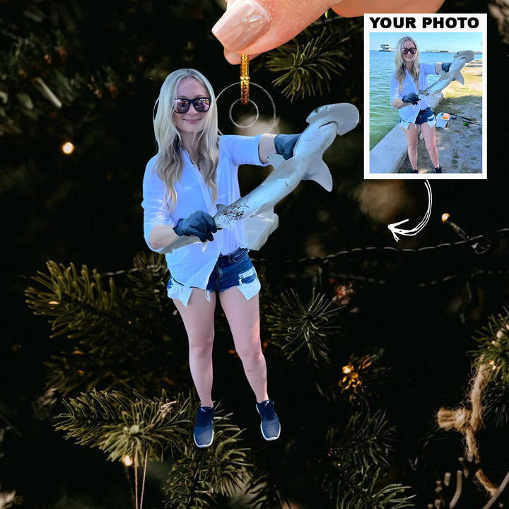 Fearless Angler - Personalized Photo Mica Ornament - Christmas Gift For Fishing Lovers