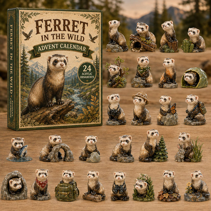 CHRISTMAS KICKOFF 40% OFF - Ferret In The Wild Advent Calendar 2026 - 24-Day Festive Countdown, Acrylic Charms Blind Box - Gift For Ferret Lovers AC0TM131