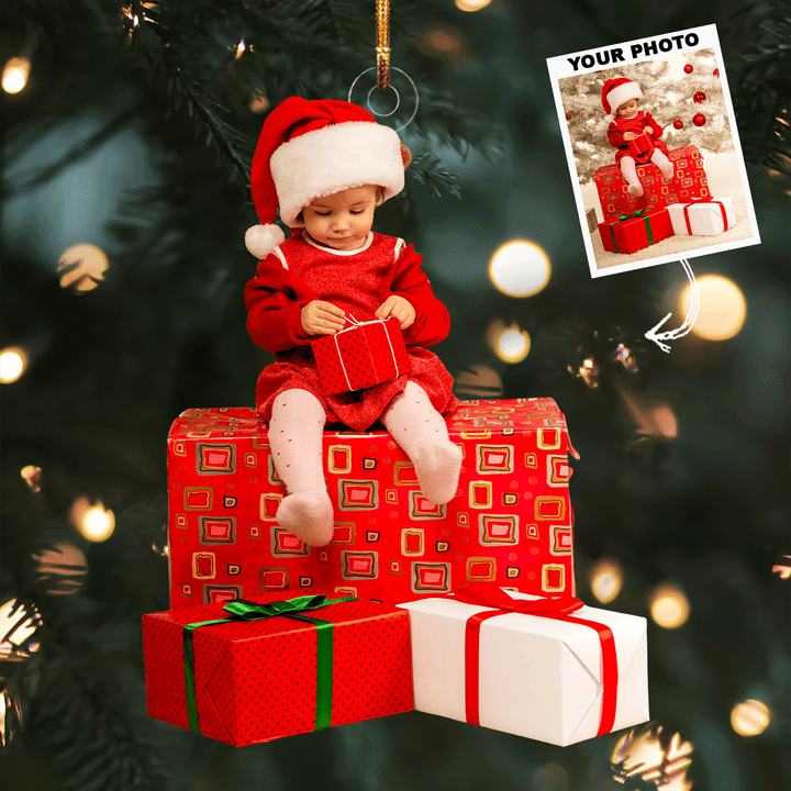 Festive Cheer - Personalized Photo Mica Ornament - Gift For Family, Family Members