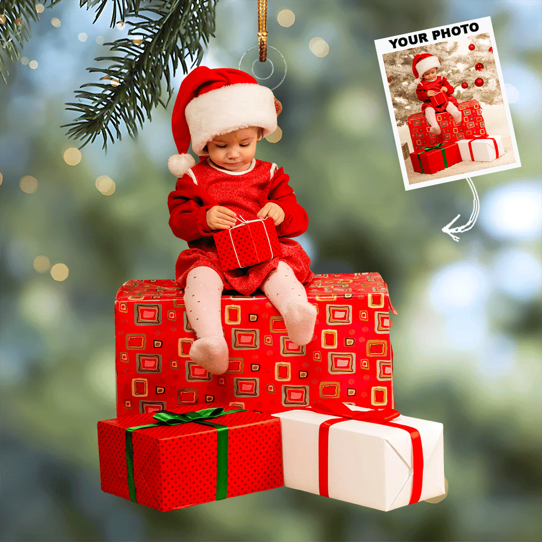 Festive Cheer - Personalized Photo Mica Ornament - Gift For Family, Family Members