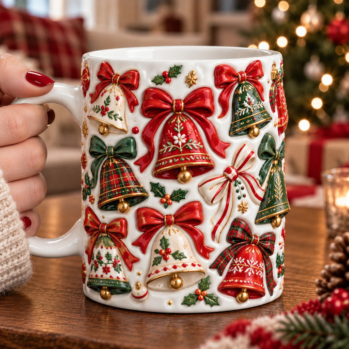 Festive Jingle Bells 3D Effect Printed Accent Mug NCU0HT236