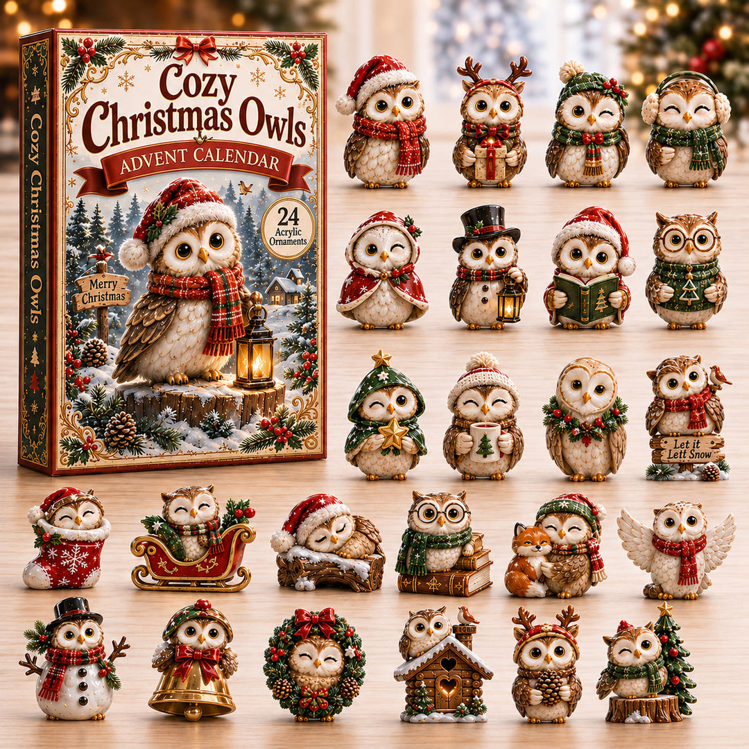 CHRISTMAS KICKOFF 40% OFF - Festive Christmas Owl Advent Calendar 2026 - 24-Day Festive Countdown, Acrylic Charms Blind Box - Gift For Owl Lovers