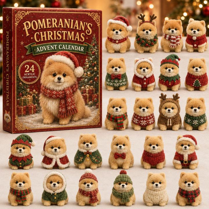 CHRISTMAS KICKOFF 40% OFF - Festive Pomeranian Advent Calendar 2026 - 24-Day Festive Countdown, Acrylic Charms Blind Box - Gift For Dog Lovers AC0TM006