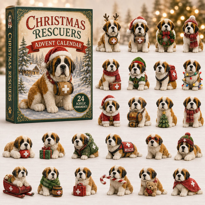 CHRISTMAS KICKOFF 40% OFF - Festive Saint Bernard Advent Calendar 2026 - 24-Day Festive Countdown, Acrylic Charms Blind Box - Gift For Dog Lovers AC0TM014