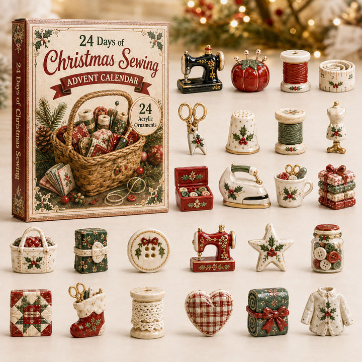CHRISTMAS KICKOFF 40% OFF - Festive Sewing Advent Calendar 2026 - 24-Day Festive Countdown, Acrylic Charms Blind Box - Gift For Sewing Lovers